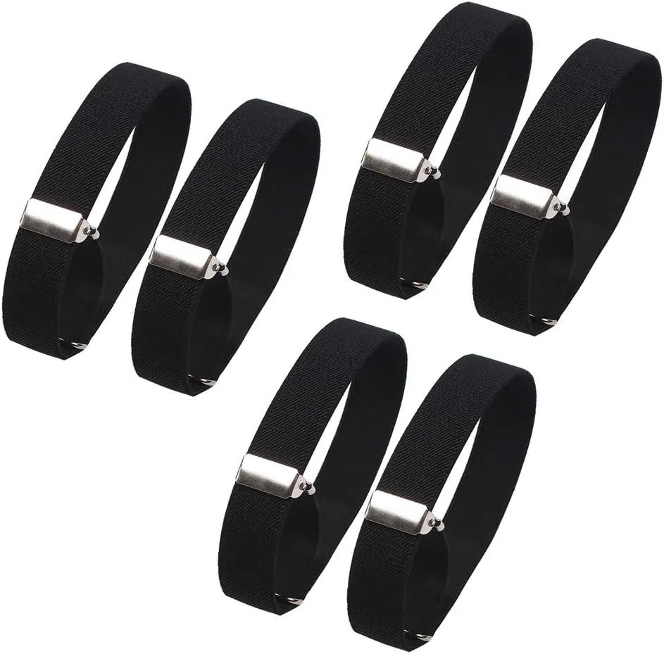 6 Pieces (3 Pairs) Elastic Adjustable Armbands Sleeve Hold Ups Sleeve Bands Anti-Slip Shirt Sleeve Holders Hold Up Sleeve Garters Elastic Armbands (Black)