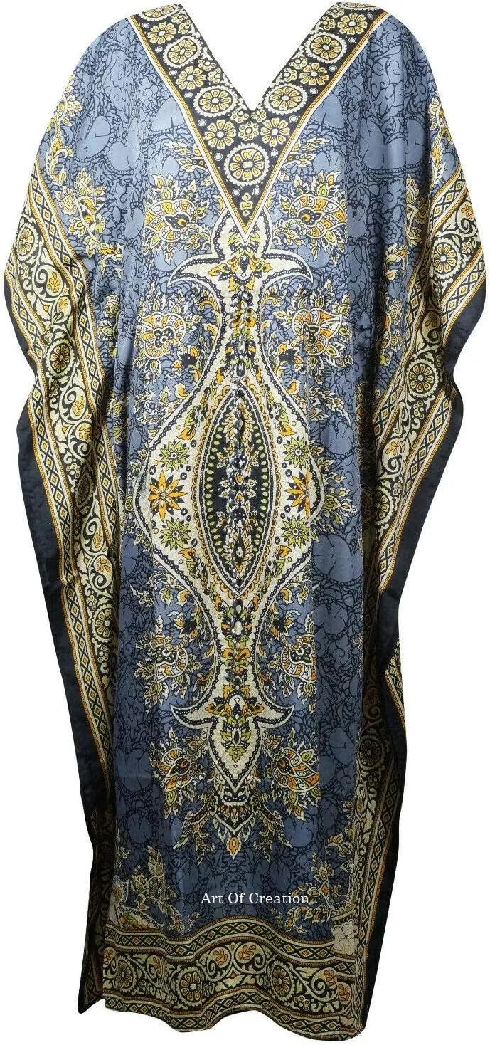 Art Of Creation Kaftan Dress Kimono Maxi Style Casual Dress for Women V-Neck 3/4 Sleeve Top Printed Free Size