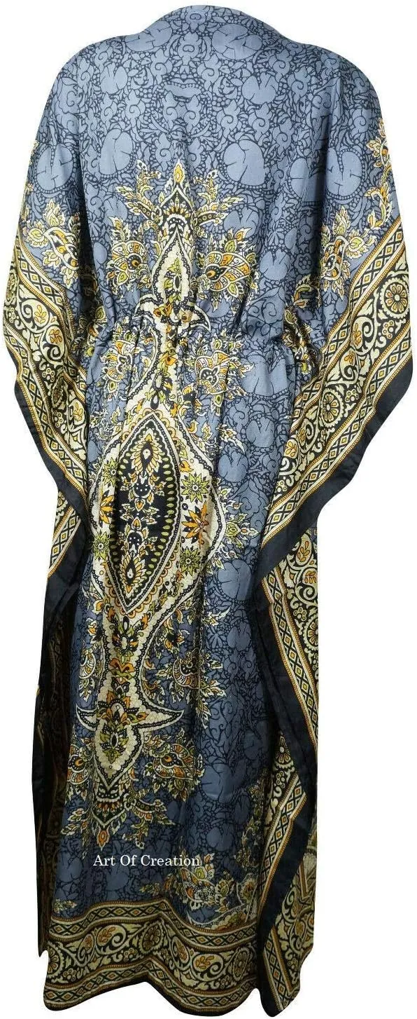 Art Of Creation Kaftan Dress Kimono Maxi Style Casual Dress for Women V-Neck 3/4 Sleeve Top Printed Free Size