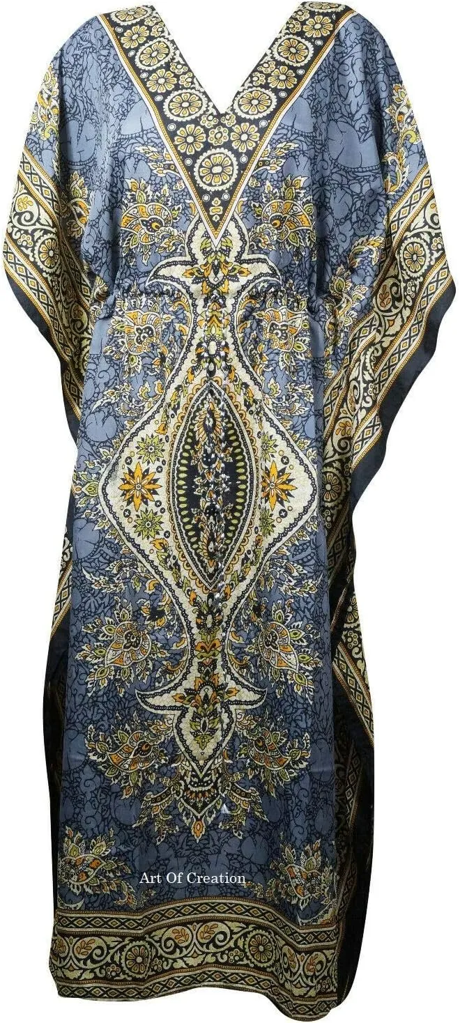 Art Of Creation Kaftan Dress Kimono Maxi Style Casual Dress for Women V-Neck 3/4 Sleeve Top Printed Free Size
