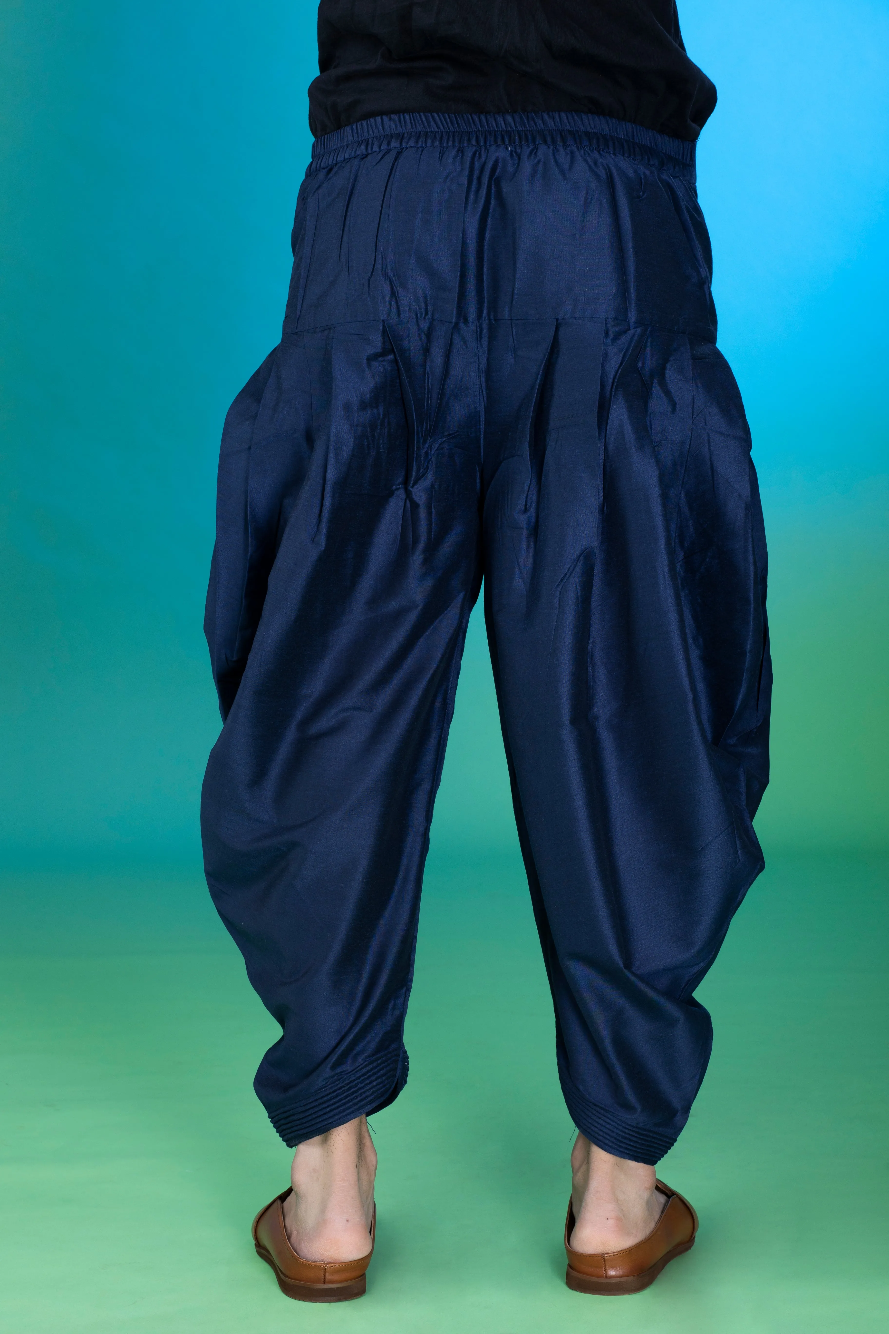 Blue Cotton Silk Dhoti