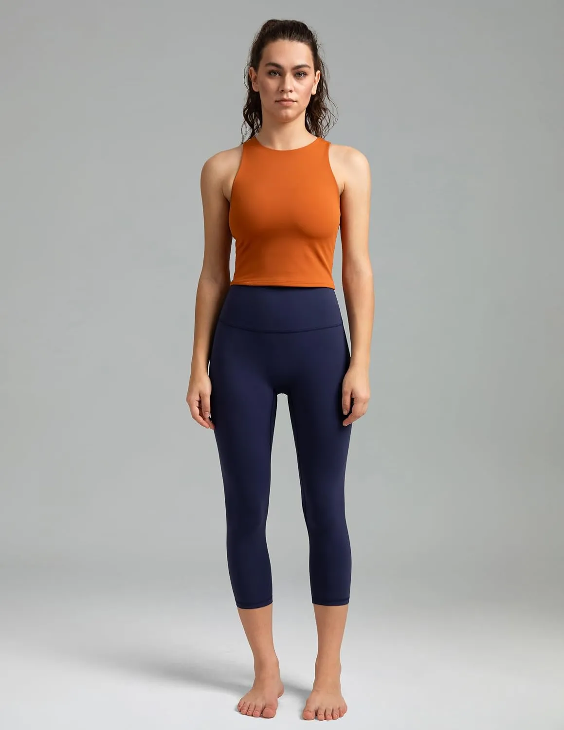 Colorfulkoala Dreamlux No Front Seam Leggings for Women High Waisted Capris 21" Inseam Yoga Pants
