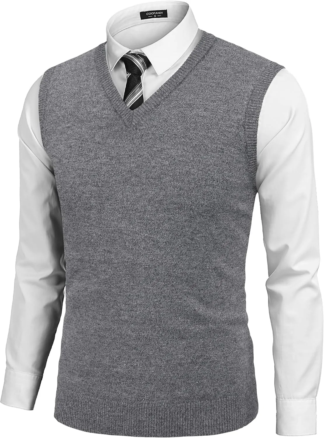 COOFANDY Men's Sleeveless Sweater Vest Lightweight V-Neck Cotton Vest Pullover
