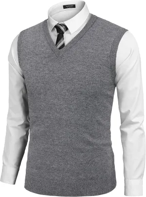 COOFANDY Men's Sleeveless Sweater Vest Lightweight V-Neck Cotton Vest Pullover