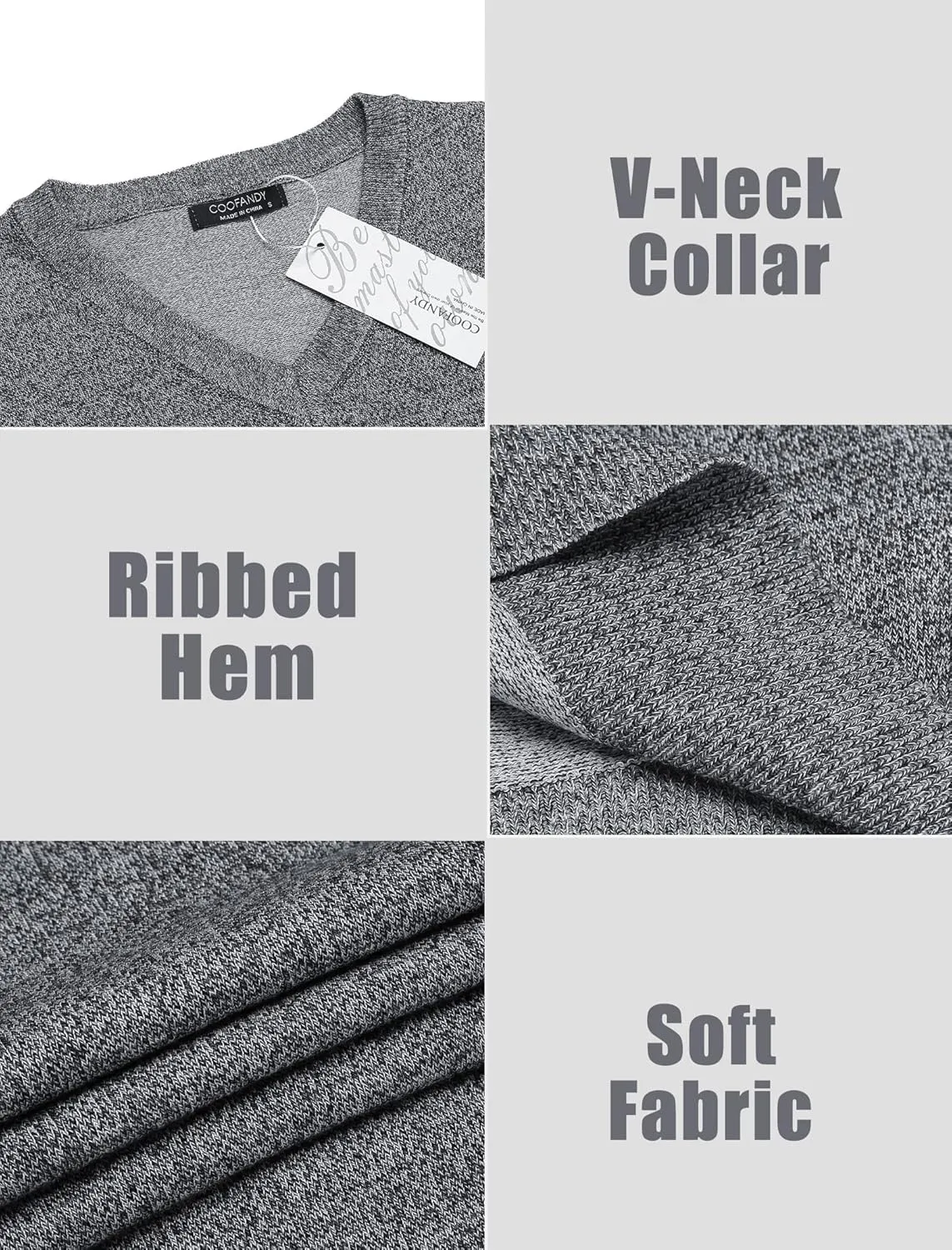 COOFANDY Men's Sleeveless Sweater Vest Lightweight V-Neck Cotton Vest Pullover