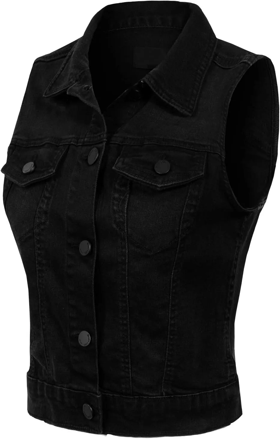 Design by Olivia Women's Classic Sleeveless Stone Wash Distressed Denim Vest