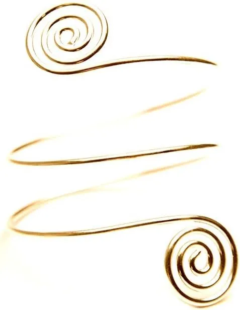 Fashion Upper Arm Bracelet Cuff Bangle Coil Bracelet Simple Swirl Leaf Armband Jewelry-Gold Swirl