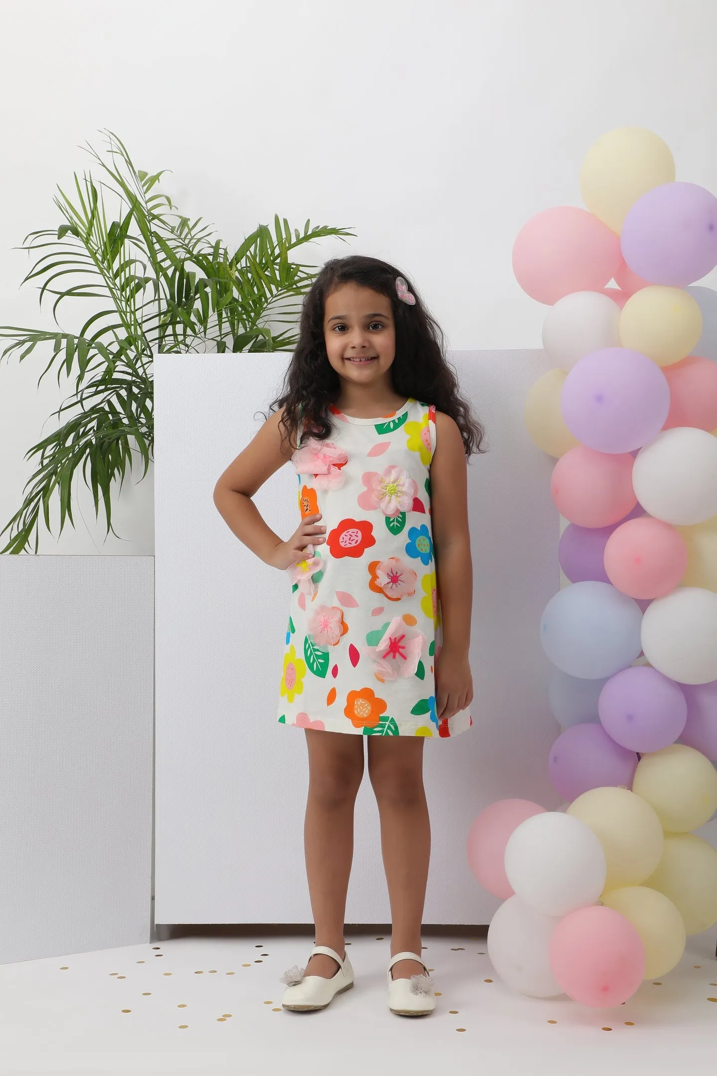 Floral Pom Pom Dress