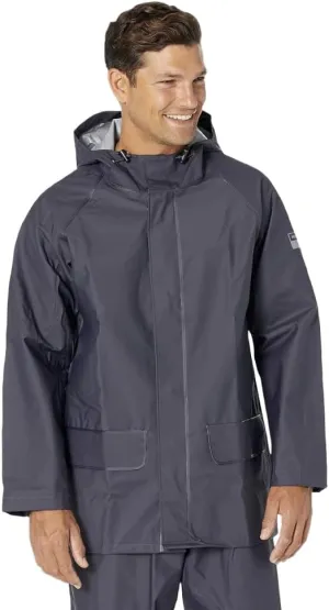 Helly-Hansen Workwear Mandal Adjustable Waterproof Jackets for Men - Comfortable PVC-Coated Protective Rain Coat for Men