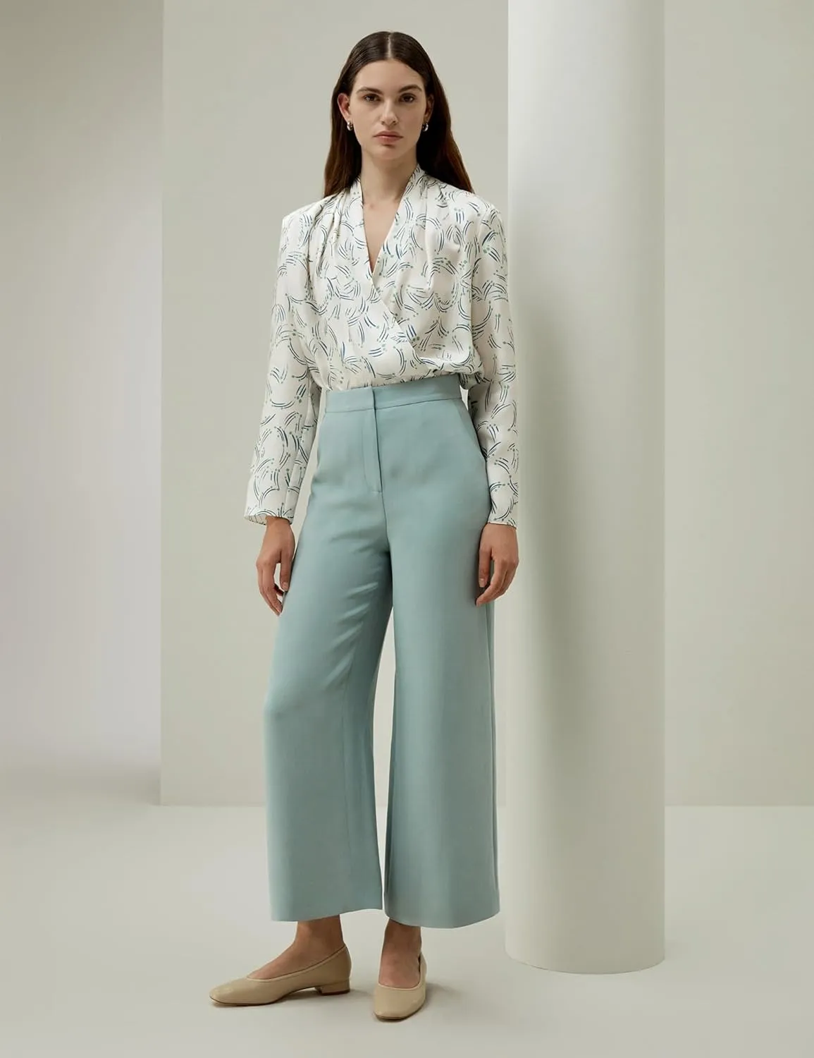 LilySilk 100% Silk Tailored Pant for Women Wide Leg with Mid Rise Cropped Silk Trousers Female Work Casual Size