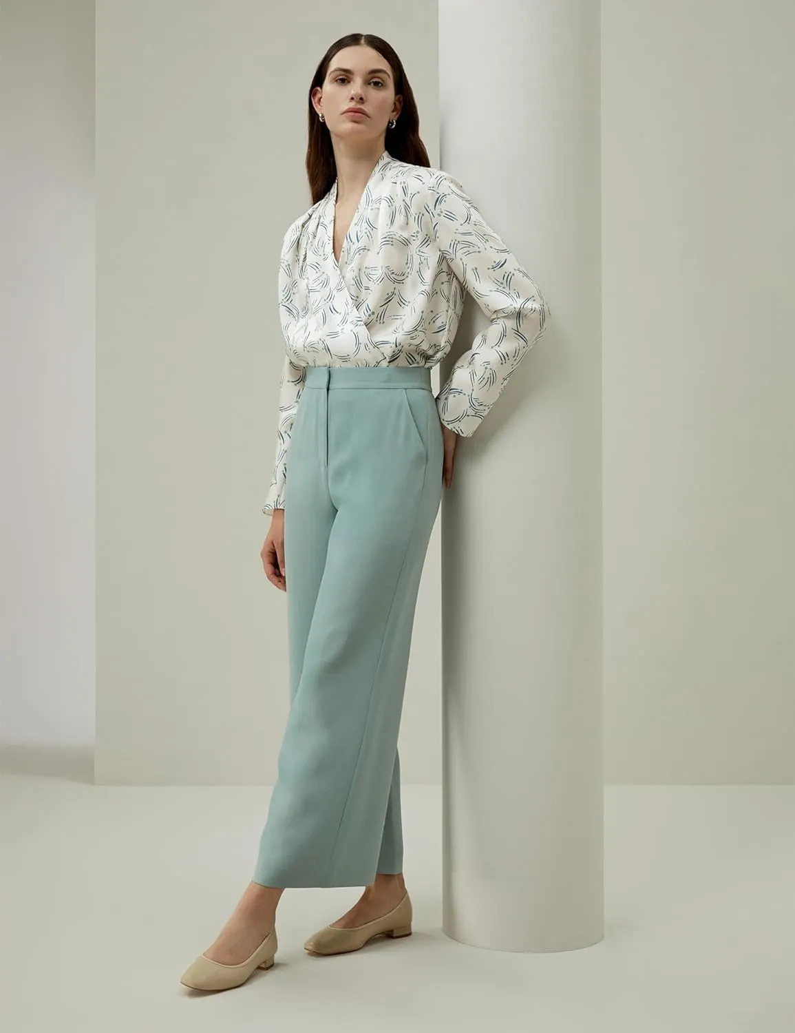 LilySilk 100% Silk Tailored Pant for Women Wide Leg with Mid Rise Cropped Silk Trousers Female Work Casual Size