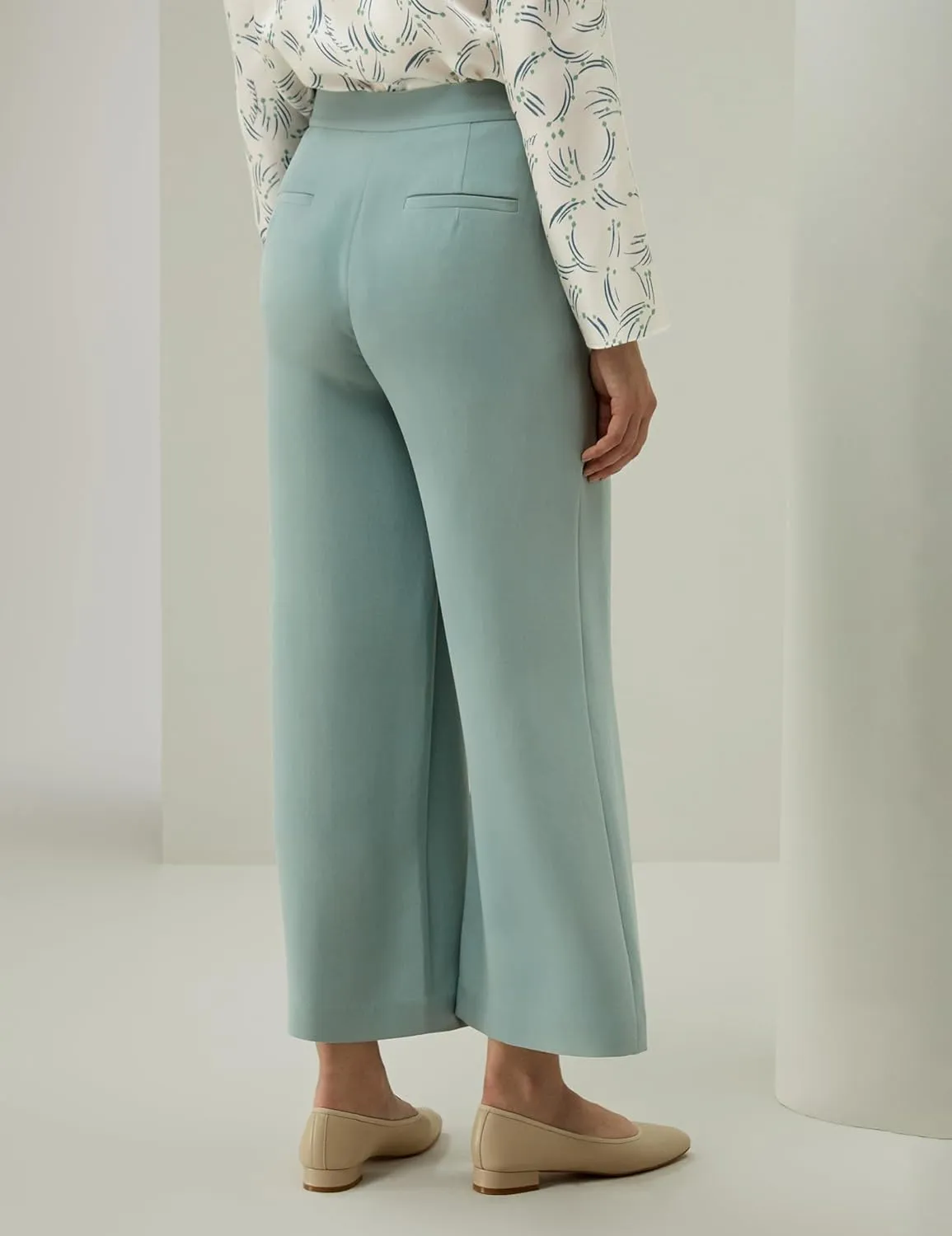 LilySilk 100% Silk Tailored Pant for Women Wide Leg with Mid Rise Cropped Silk Trousers Female Work Casual Size