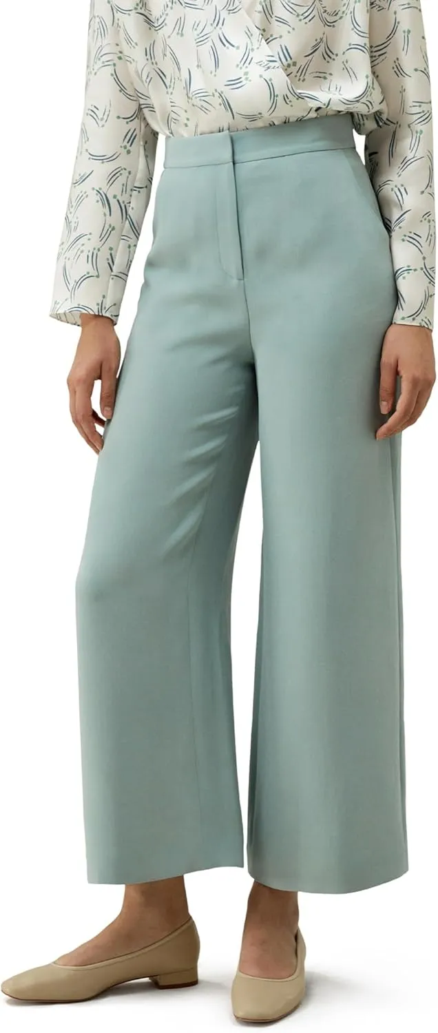 LilySilk 100% Silk Tailored Pant for Women Wide Leg with Mid Rise Cropped Silk Trousers Female Work Casual Size