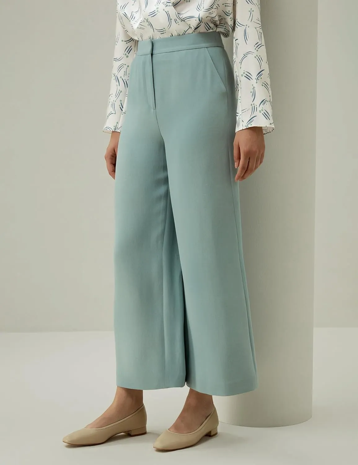 LilySilk 100% Silk Tailored Pant for Women Wide Leg with Mid Rise Cropped Silk Trousers Female Work Casual Size