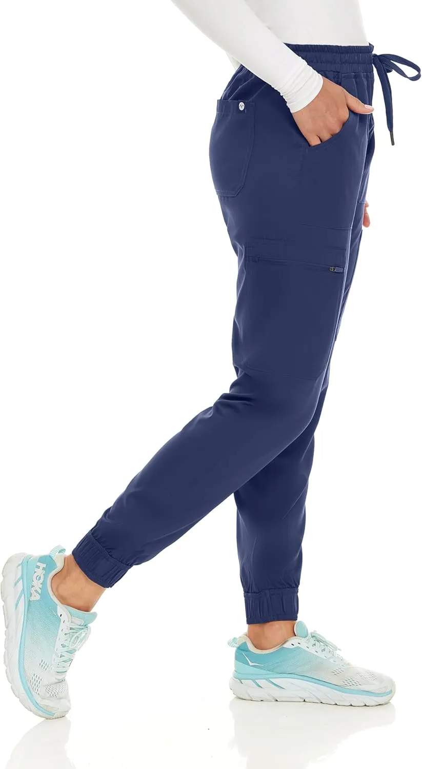 MediChic Stretch Jogger Scrub Pants with Zipper Side Pocket Scrubs, Available in 13 Colors from XS-2X