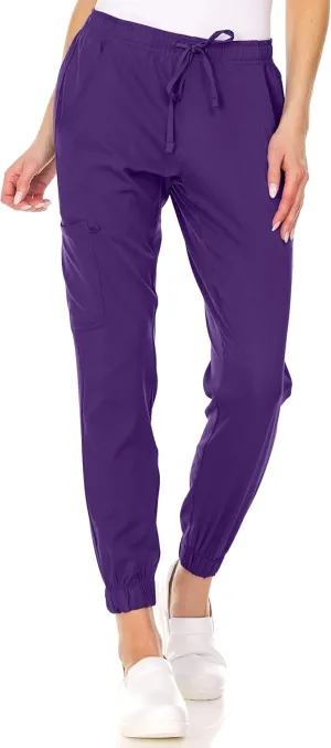 MediChic Womens Scrub Joggers 4-Way Stretch Anti-Wrinkle Moisture-Wicking Elastic Waistband Four Pocket Jogger Pants