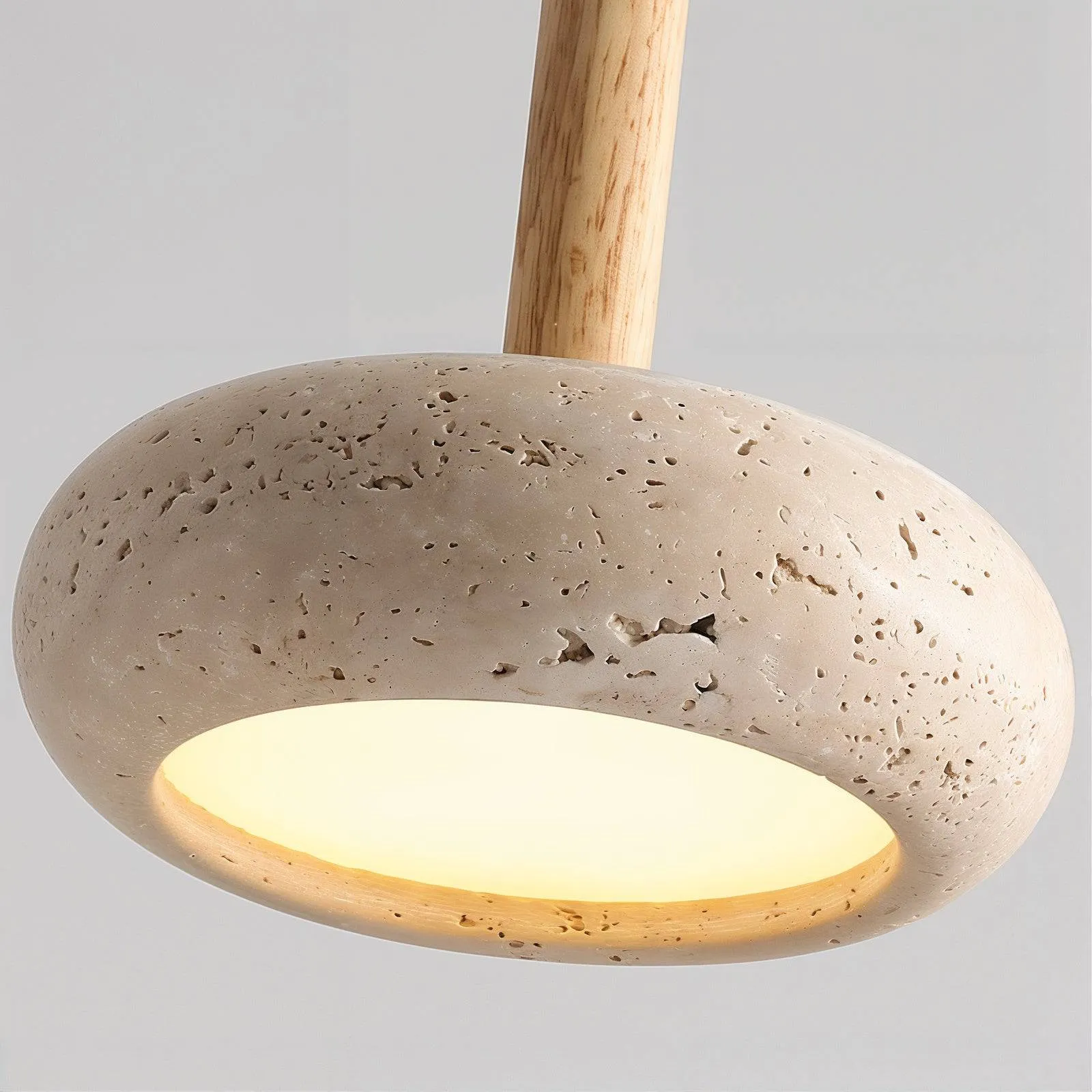 Modern Stone with Wood Pendant Lamp