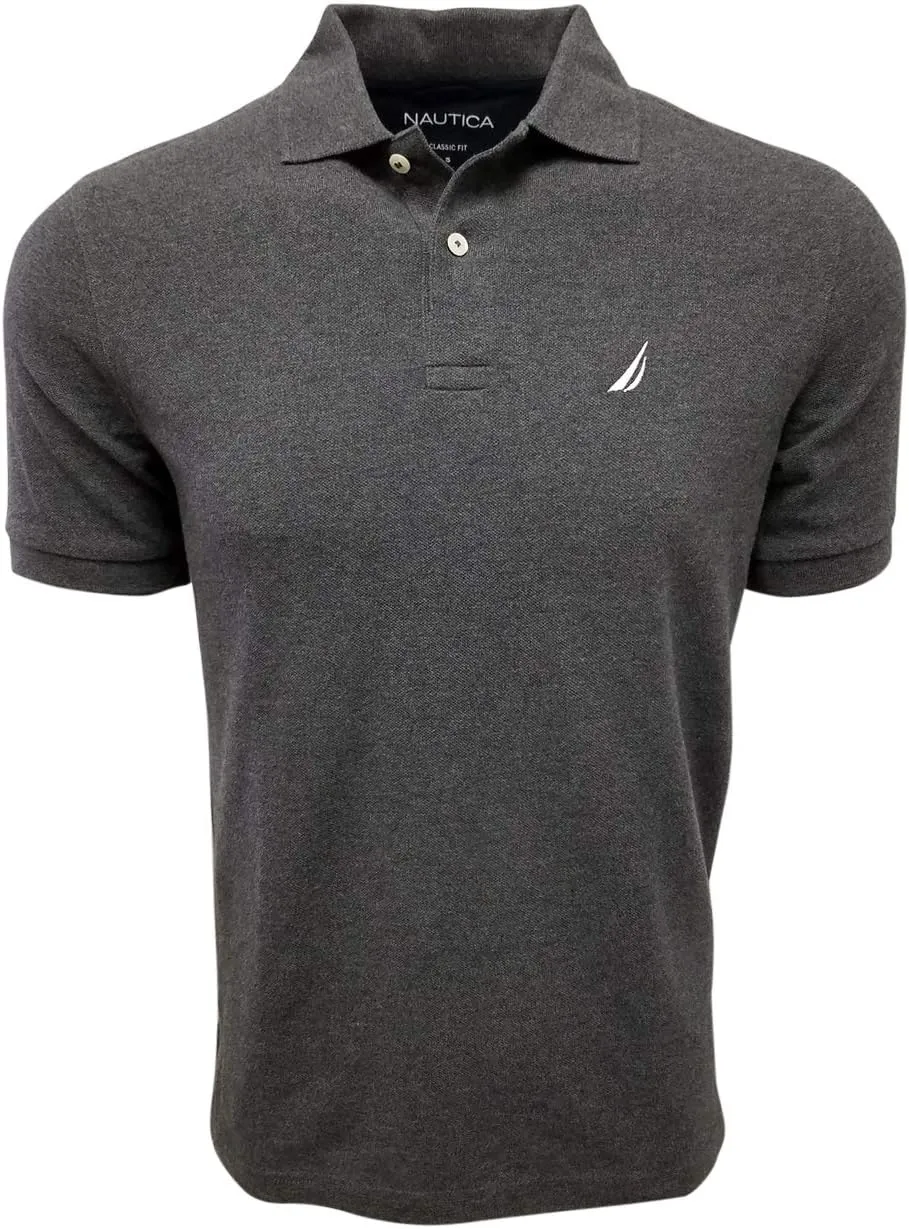 Nautica Men's Short Sleeve Solid Cotton Pique Polo Shirt