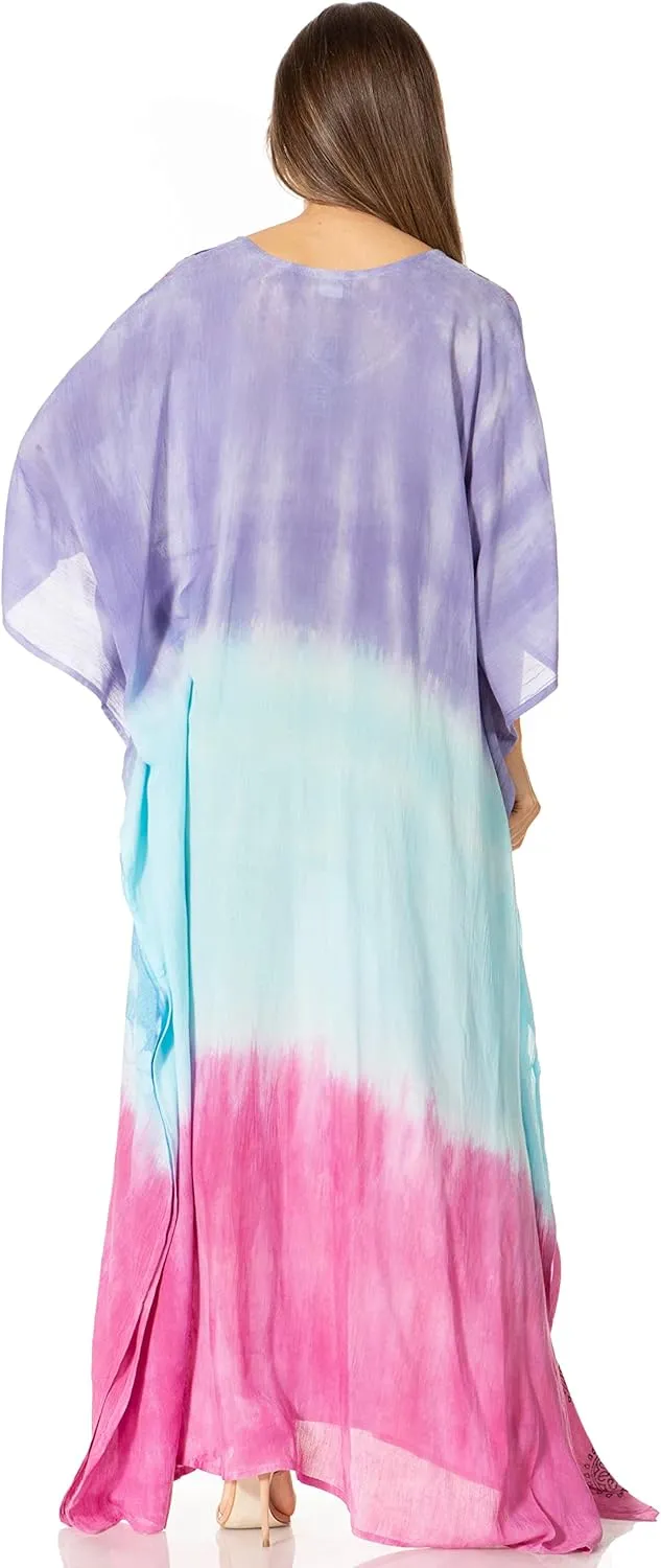 Sakkas Catia Women's Boho Casual Long Maxi Caftan Dress Kaftan Cover-up LougeWear