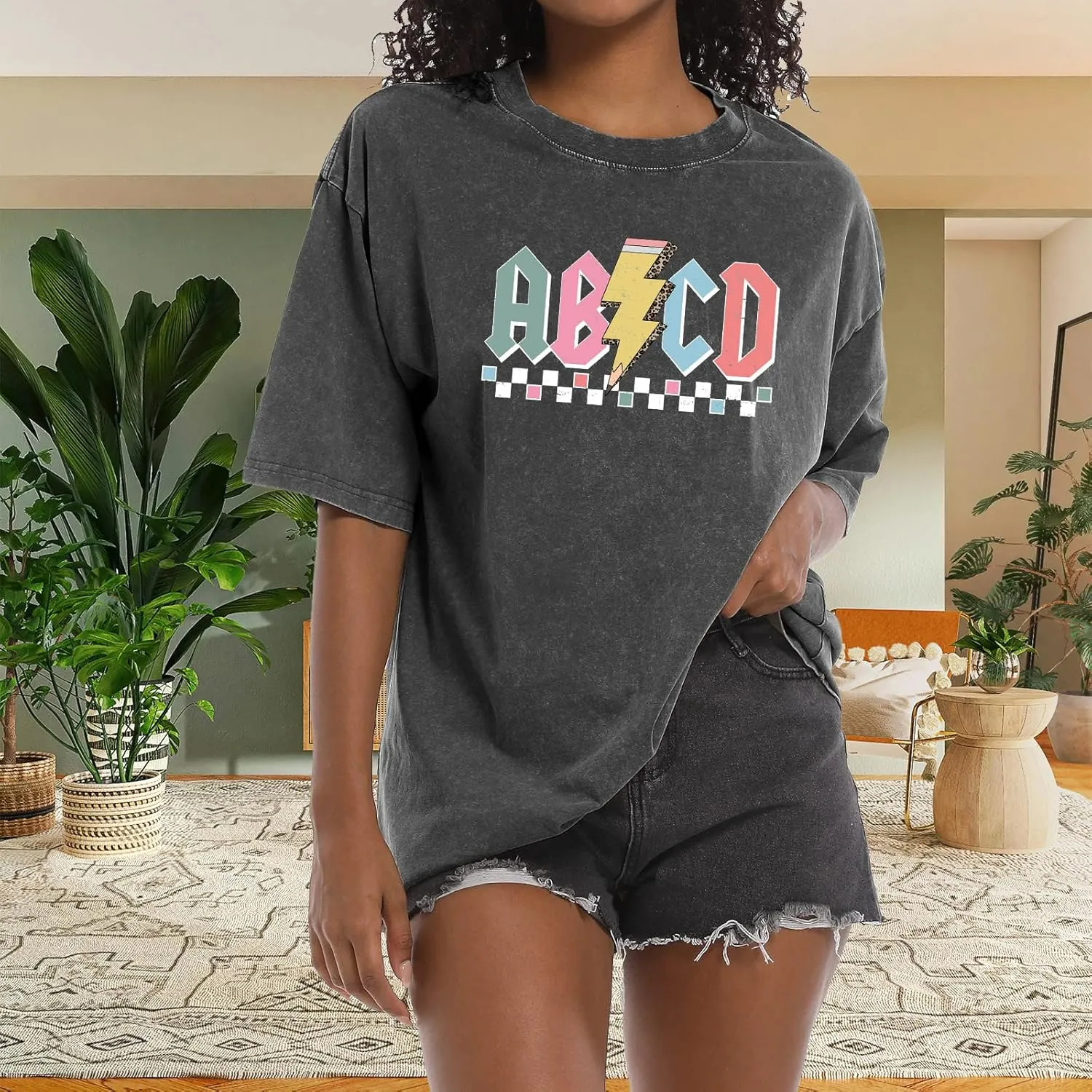 Teacher Shirts for Women Oversized Tshirts Teacher Appreciation Gifts Shirt Letter Printed Short Sleeve Tee Shirts