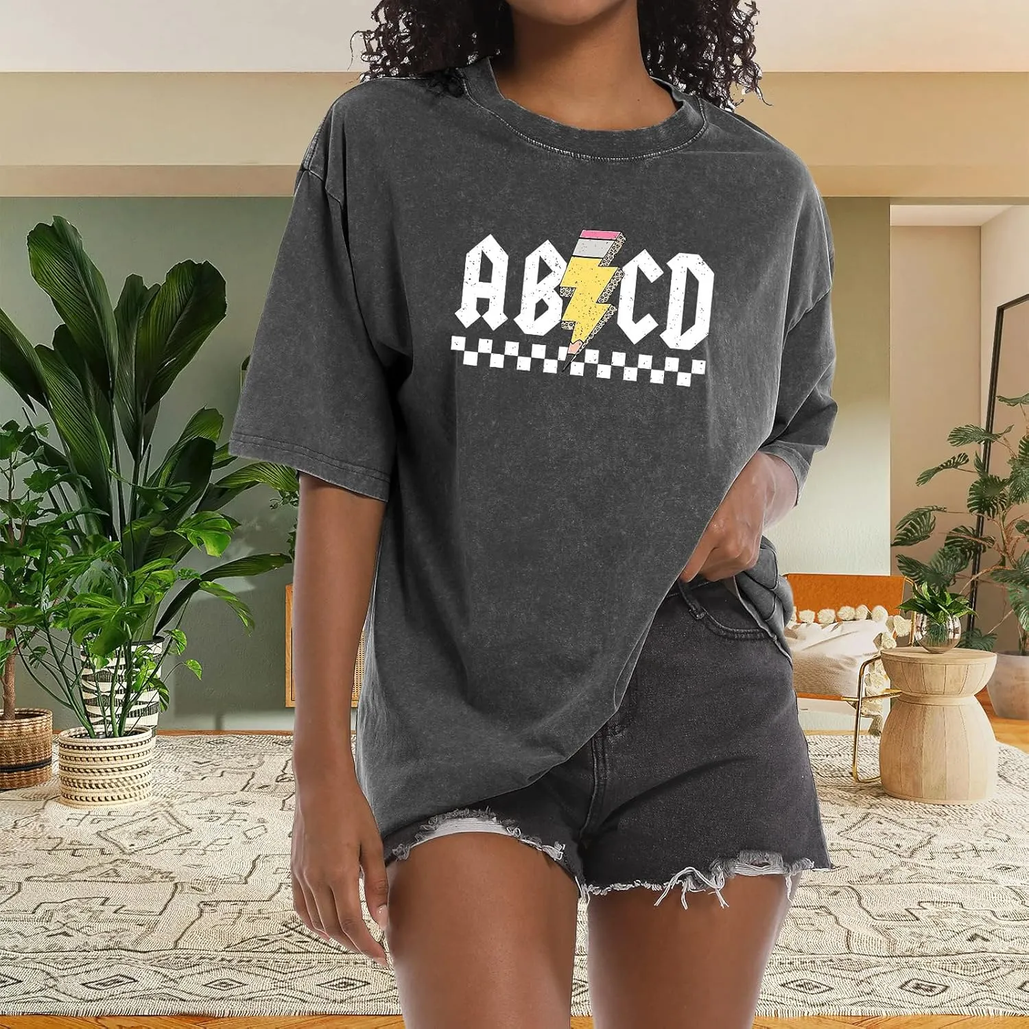Teacher Shirts for Women Oversized Tshirts Teacher Appreciation Gifts Shirt Letter Printed Short Sleeve Tee Shirts