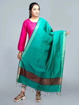 Teal Bishnupuri Silk Dupatta